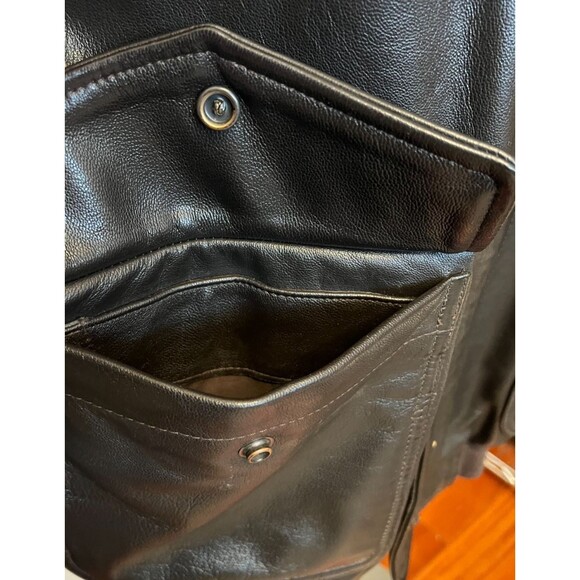 Vtg LL BEAN Goatskin Leather A2 Bomber Jacket Men's L Tall Brown Flight Coat USA - Picture 6 of 14